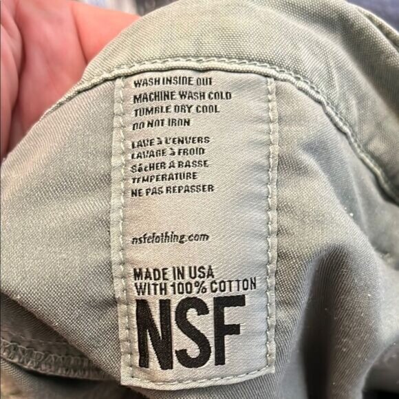 NSF Hodges Cotton Cargo Carpenter Distressed Button Closure Green Utility Pants - Picture 13 of 14